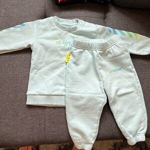 2 piece off white baby sweatsuit